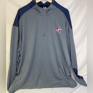 NHL Columbus Blue Jackets Gray and Navy Quarter-Zip Pullover
